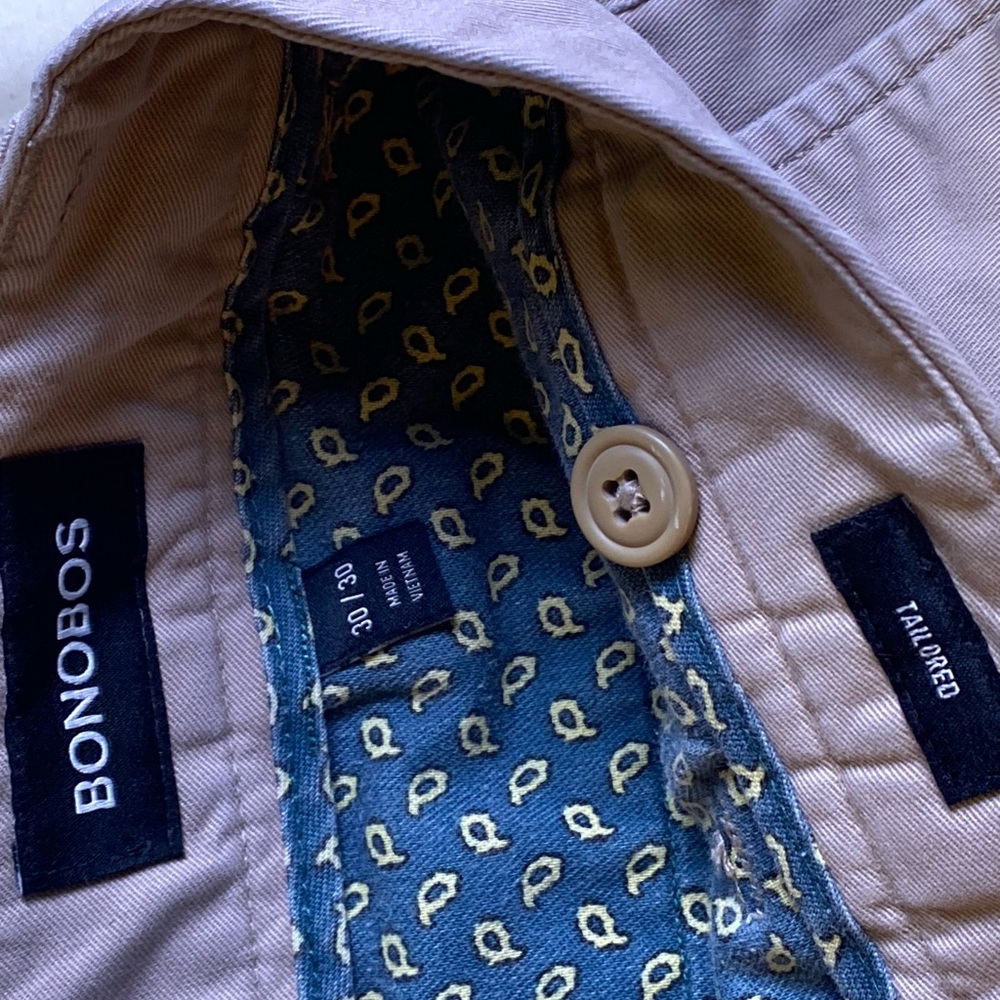 Bonobos Khaki Chino Pants with Patterned Lining